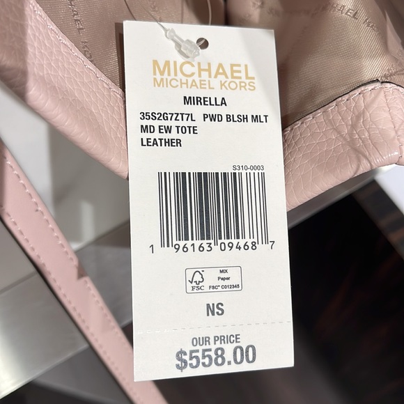Michael Kors Bag Shoulder Bag Mirella Md Ew Tote Bag Powder Blush Multi Leather - Picture 14 of 16